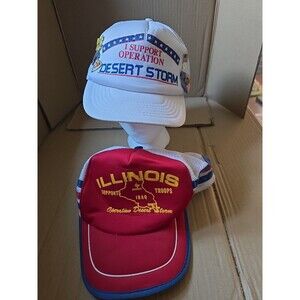 Vintage I Support Operation Desert Storm Trucker Hats Lot Novelty Red White